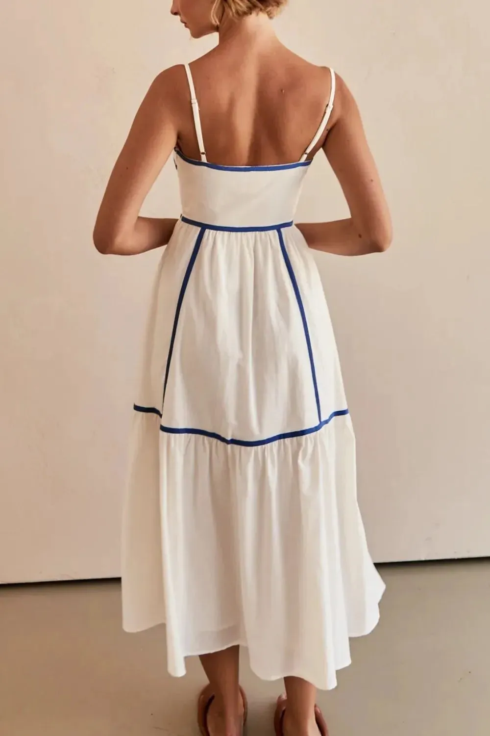 Contrast Trim Square Neck Midi Cami Dress sold by Gigi Laurent product image thumbnail 4