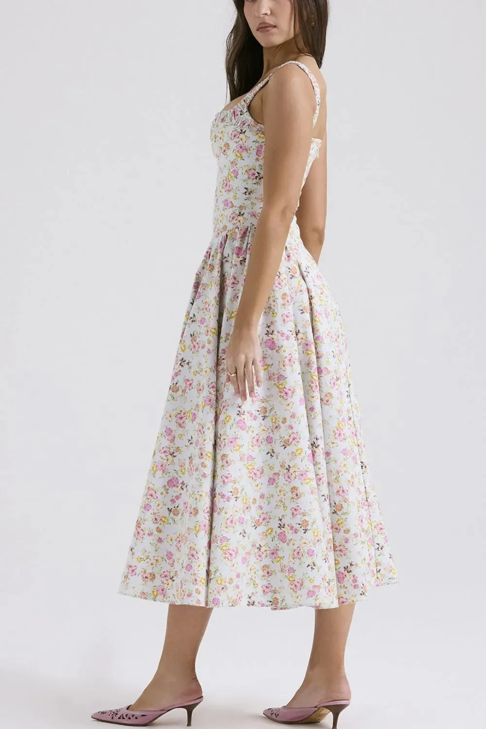 Floral Square Neck Wide Strap Midi Dress sold by Gigi Laurent product image thumbnail 4