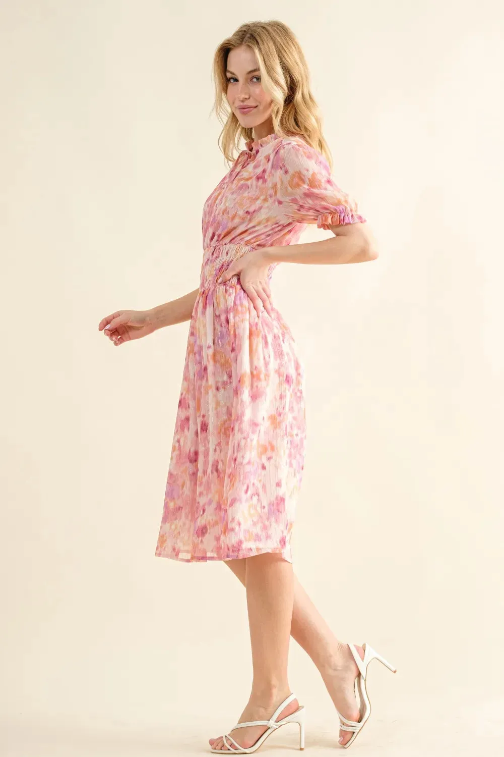 And The Why Full Size Smocked Waist Printed Midi Dress sold by Gigi Laurent product image thumbnail 2