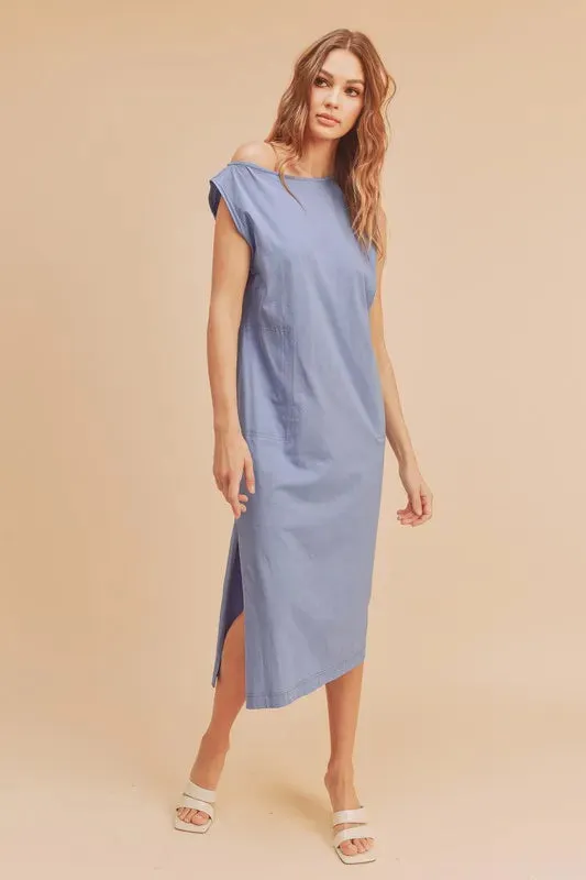 Aemi + Co Side Slit Round Neck Sleeveless Midi Dress sold by Gigi Laurent