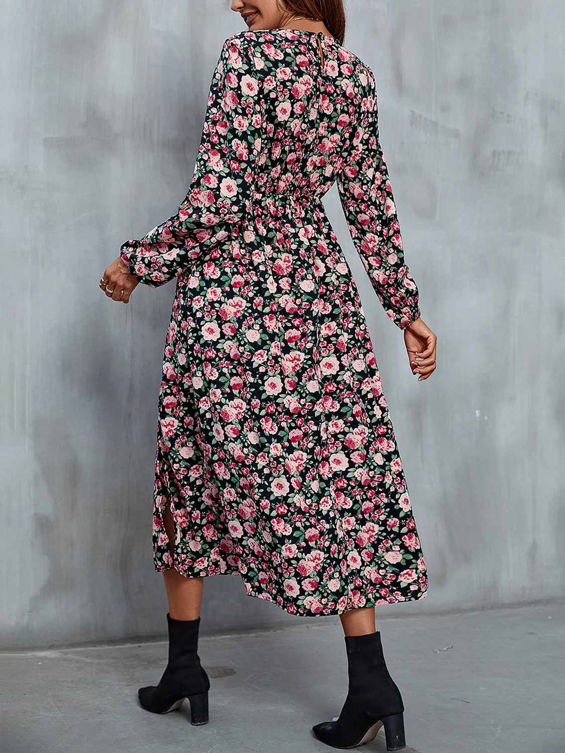 Perfee Floral V-Neck Slit Midi Dress sold by Gigi Laurent product image thumbnail 5