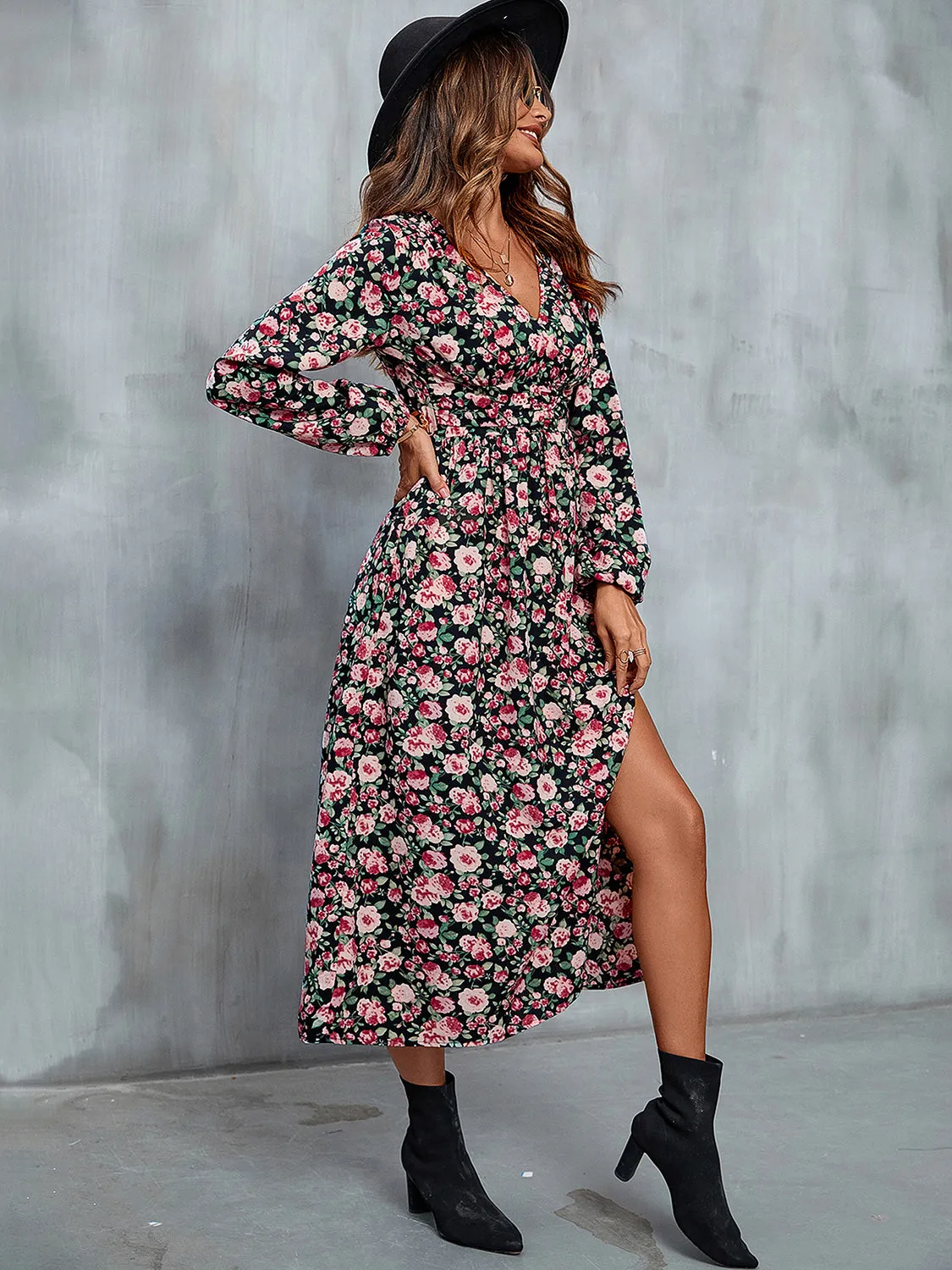 Perfee Floral V-Neck Slit Midi Dress sold by Gigi Laurent product image thumbnail 2
