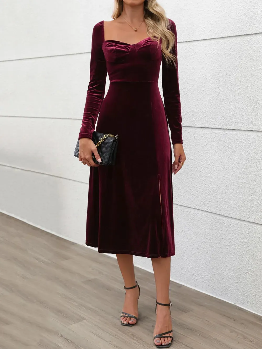 Perfee Sweetheart Neck Long Sleeve Midi Dress sold by Gigi Laurent product image thumbnail 4