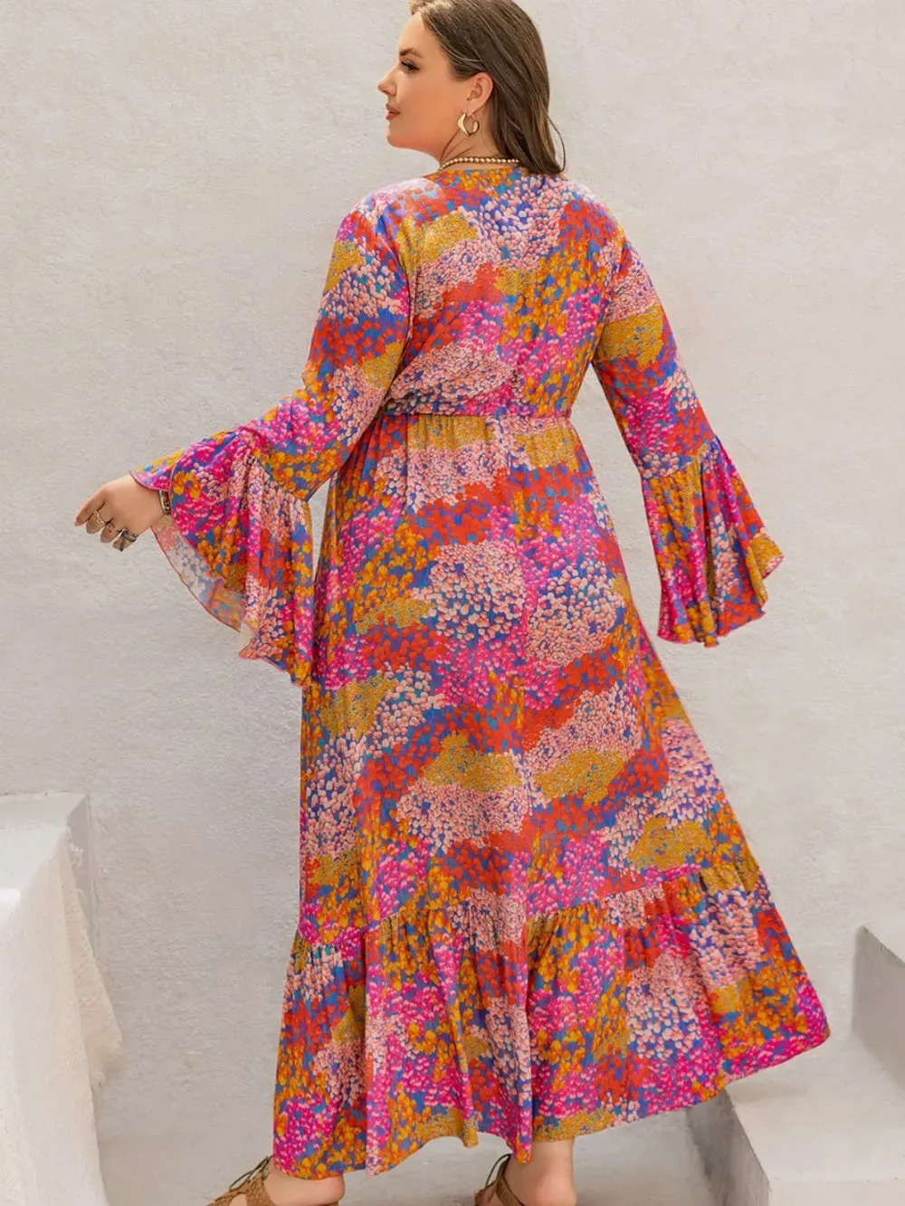Plus Size Printed V-Neck Long Sleeve Maxi Dress sold by Gigi Laurent product image thumbnail 2