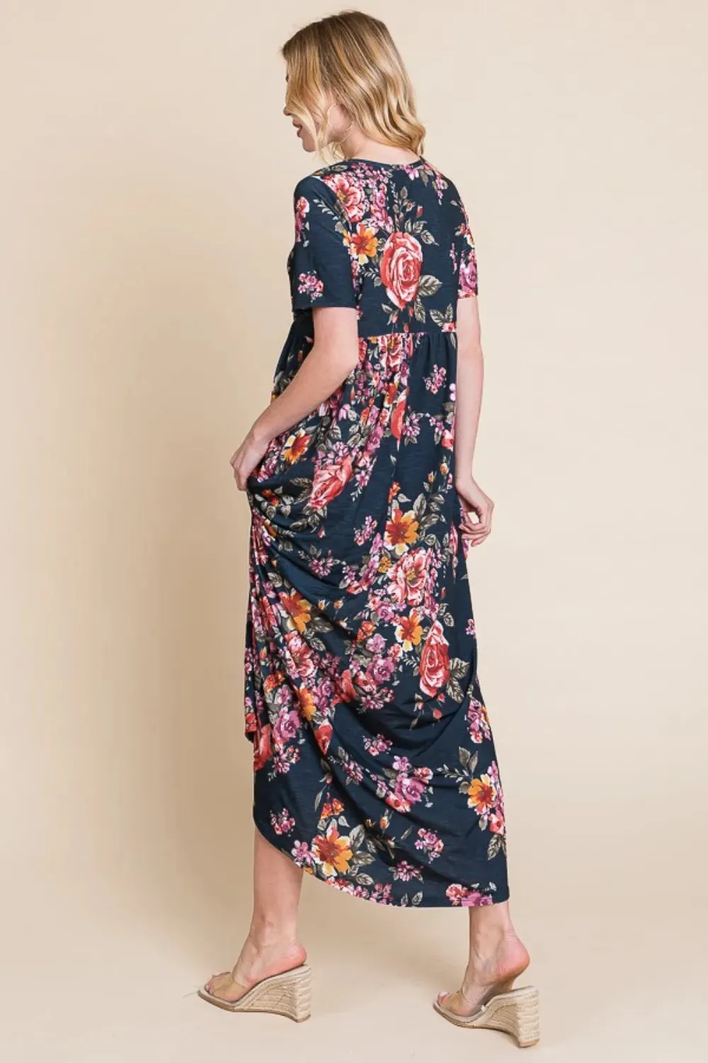 BOMBOM Floral Short Sleeve Maxi Dress sold by Gigi Laurent product image thumbnail 2