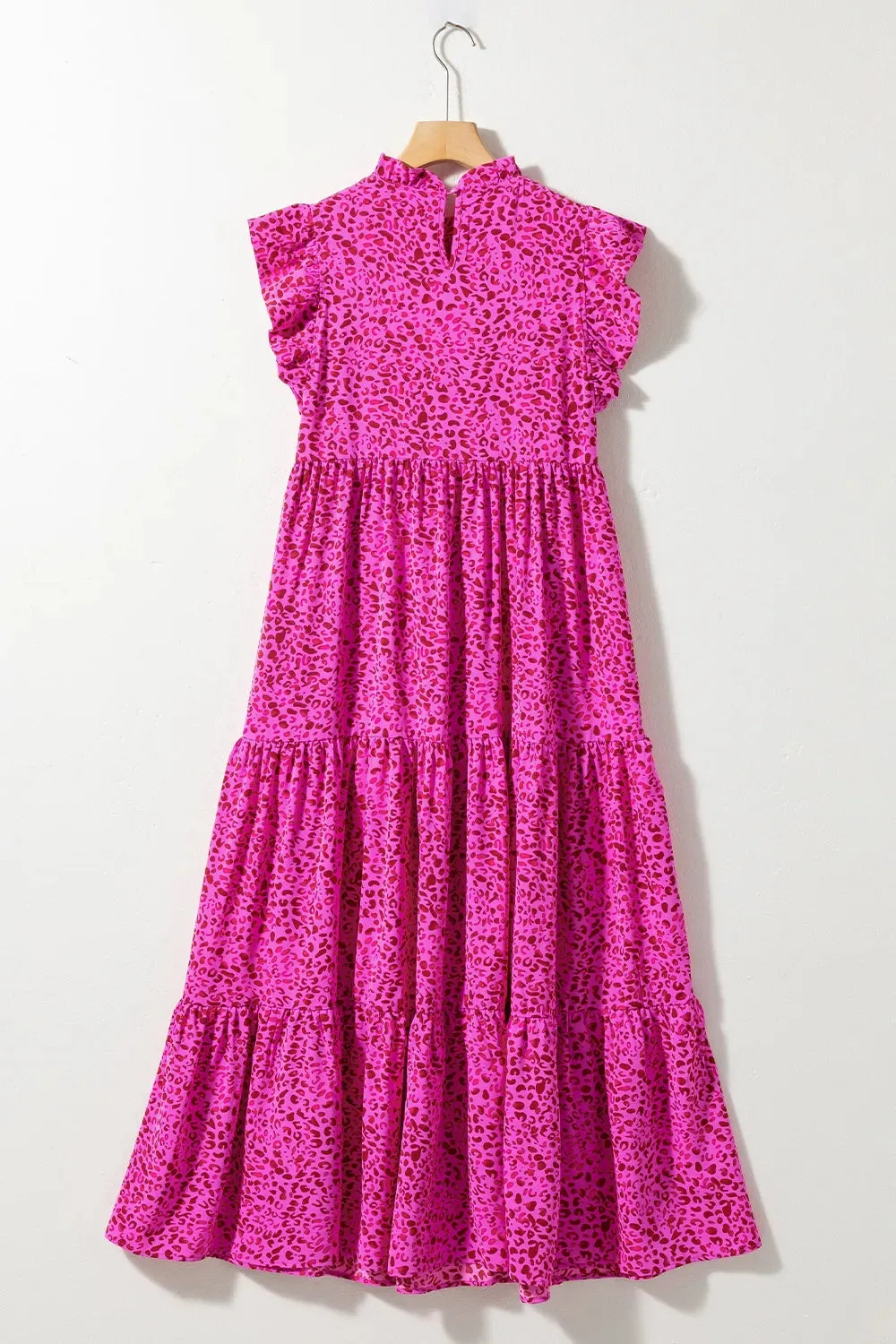 Tiered Ruffled Leopard Cap Sleeve Maxi Dress sold by Gigi Laurent product image thumbnail 3