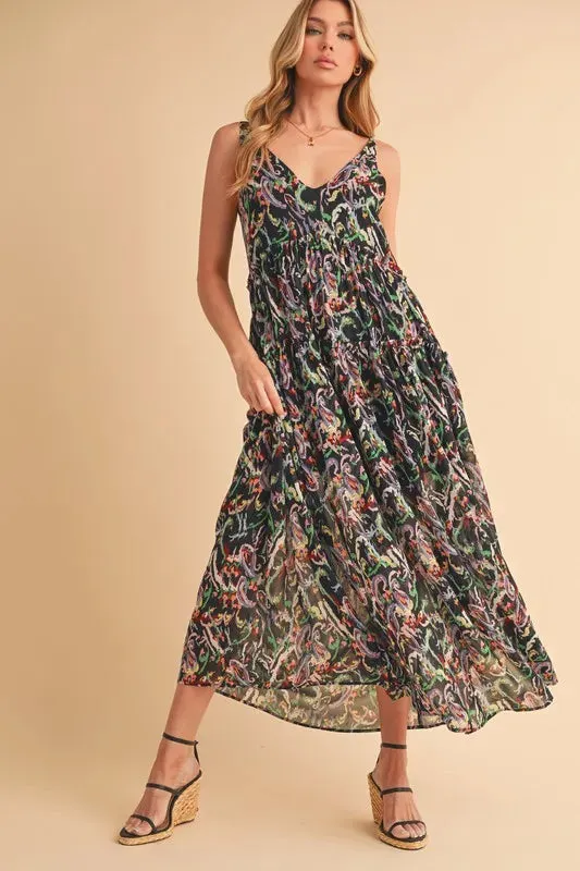 Aemi + Co Printed V-Neck Frill Tiered Cami Dress sold by Gigi Laurent product image thumbnail 3