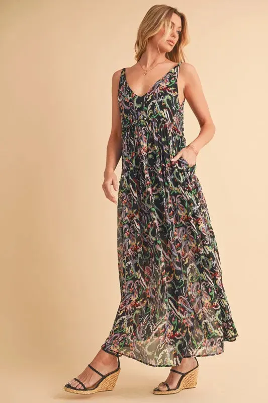 Aemi + Co Printed V-Neck Frill Tiered Cami Dress sold by Gigi Laurent product image thumbnail 5