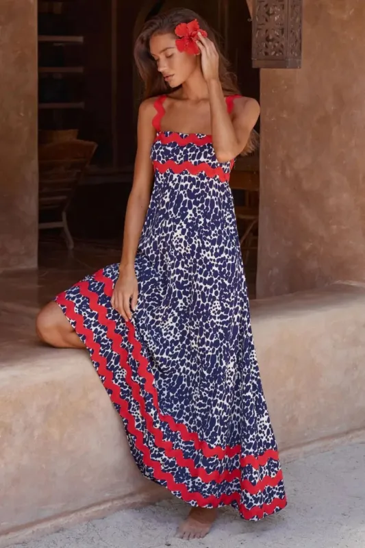 Printed Square Neck Wide Strap Maxi Dress sold by Gigi Laurent