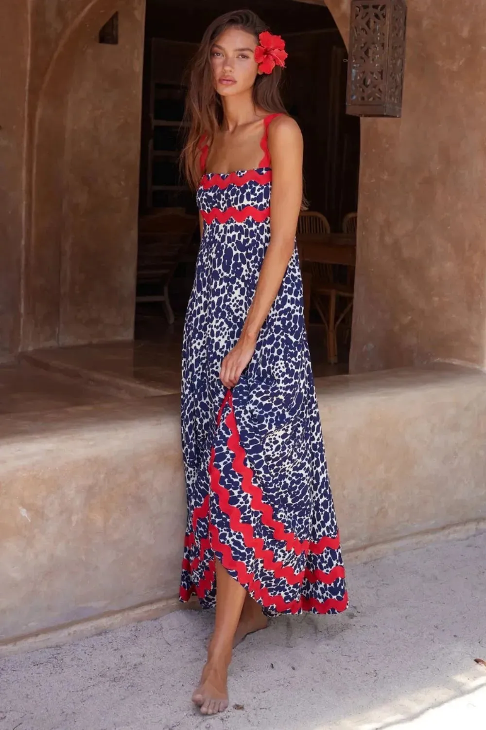Printed Square Neck Wide Strap Maxi Dress sold by Gigi Laurent product image thumbnail 2