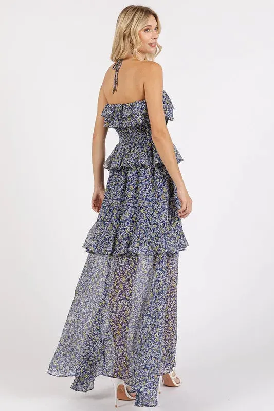 Mittoshop Ruffled Smocked Floral Halter Neck Maxi Dress sold by Gigi Laurent product image thumbnail 5