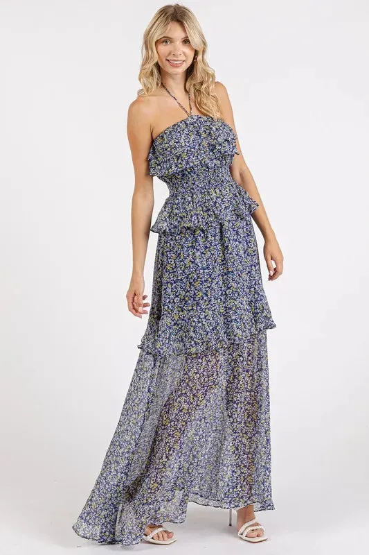Mittoshop Ruffled Smocked Floral Halter Neck Maxi Dress sold by Gigi Laurent product image thumbnail 4