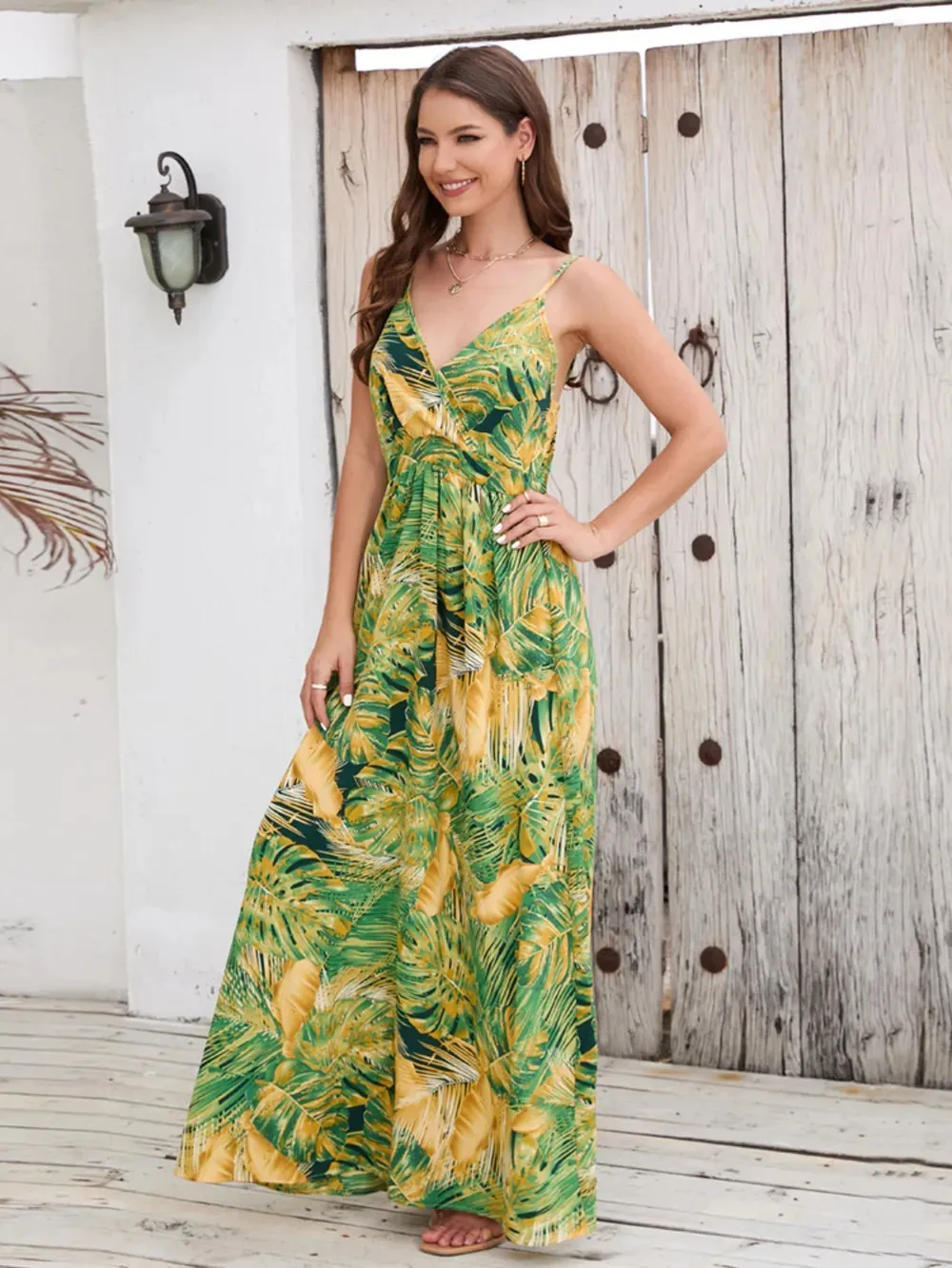 Printed Surplice Spaghetti Strap Dress sold by Gigi Laurent
