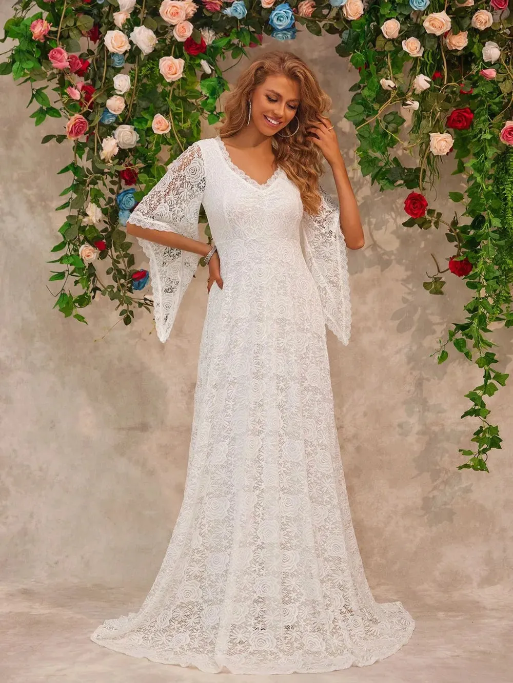 Lace V-Neck Floor length Dress sold by Gigi Laurent product image thumbnail 5