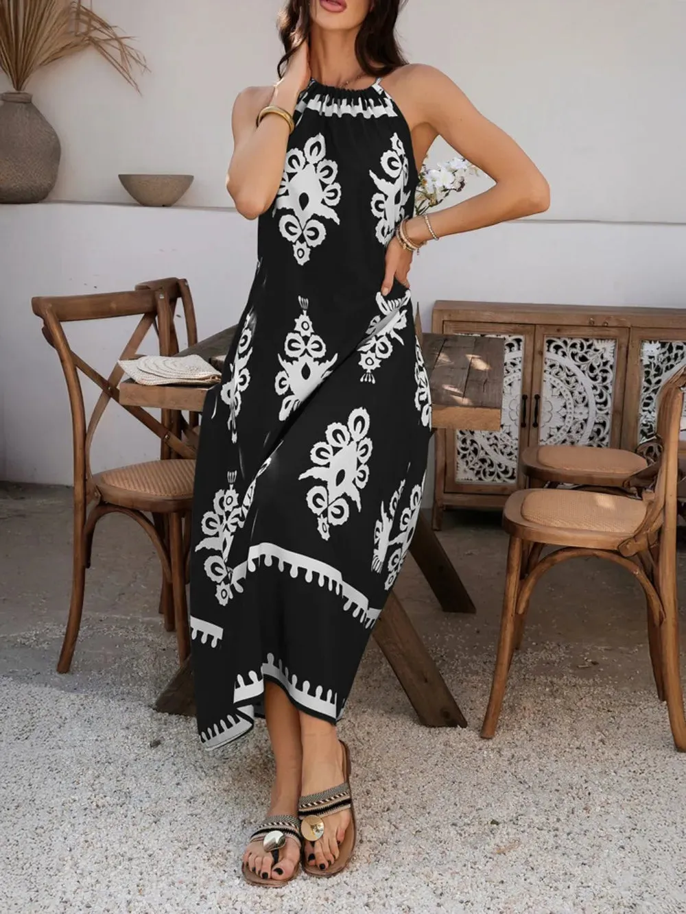 Devine Grecian Neck Printed Maxi Dress sold by Gigi Laurent product image thumbnail 3