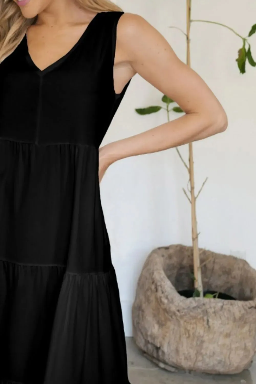 FAM-FAM Tiered V-Neck Sleeveless Dress sold by Gigi Laurent product image thumbnail 3