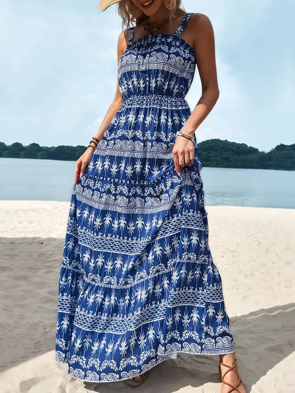 Perfee Printed Square Neck Sleeveless Maxi Dress sold by Gigi Laurent