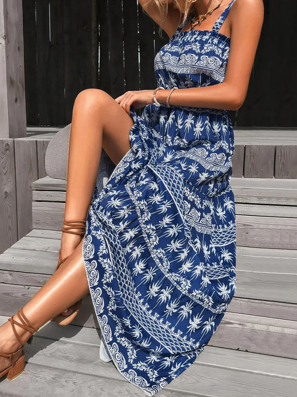 Perfee Printed Square Neck Sleeveless Maxi Dress sold by Gigi Laurent product image thumbnail 5