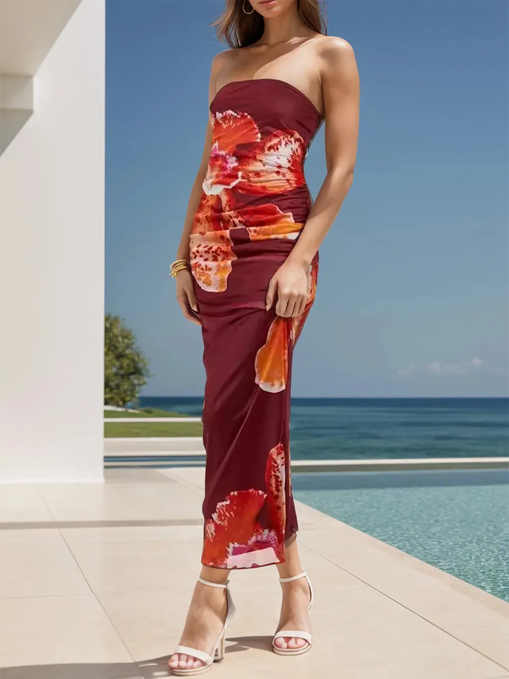 Printed Tube Sleeveless Maxi Dress sold by Gigi Laurent