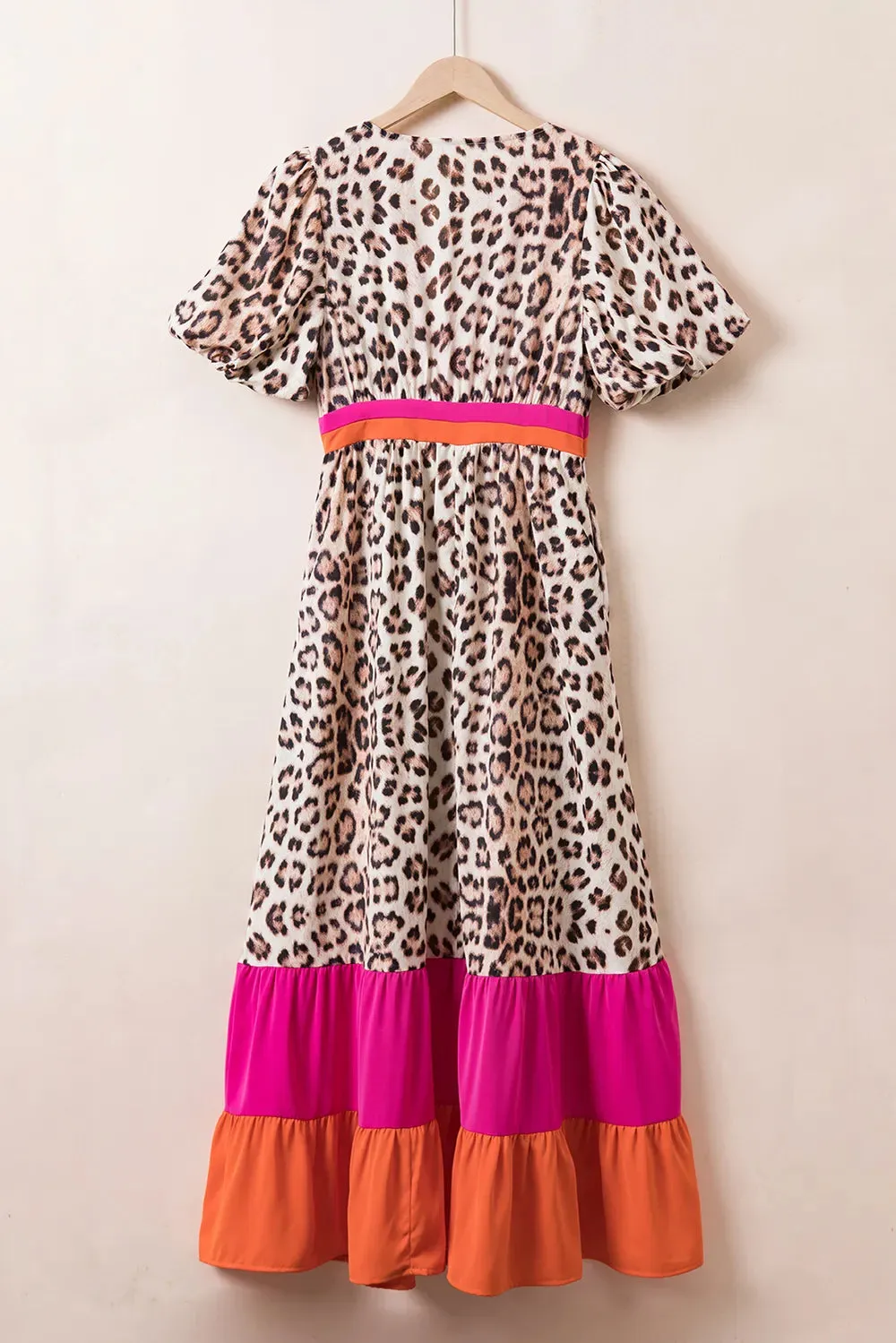 Full Size Leopard V-Neck Half Sleeve Maxi Dress sold by Gigi Laurent product image thumbnail 4