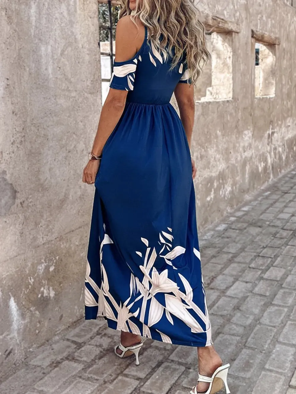 Printed Cold Shoulder Short Sleeve Maxi Dress sold by Gigi Laurent product image thumbnail 2