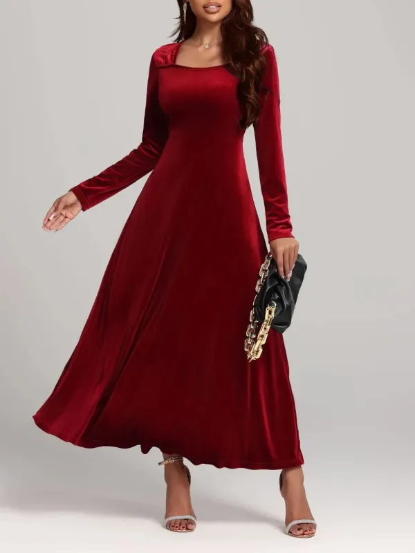 Square Neck Long Sleeve Velvet Dress sold by Gigi Laurent