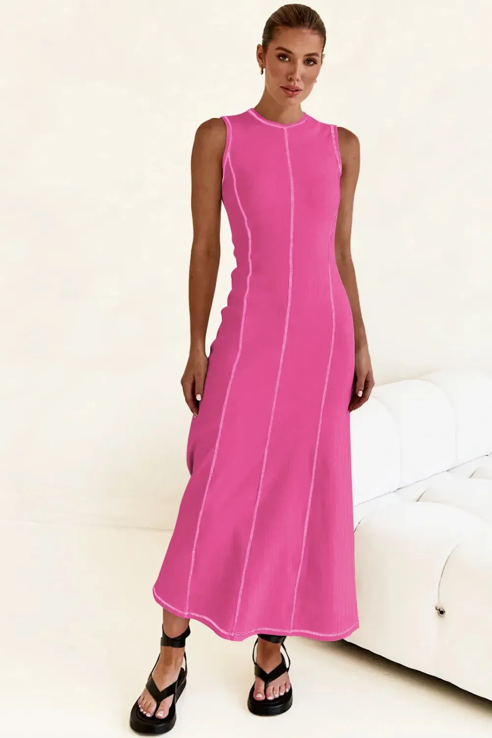 Contrast Stitching Maxi Tank Dress sold by Gigi Laurent product image thumbnail 4