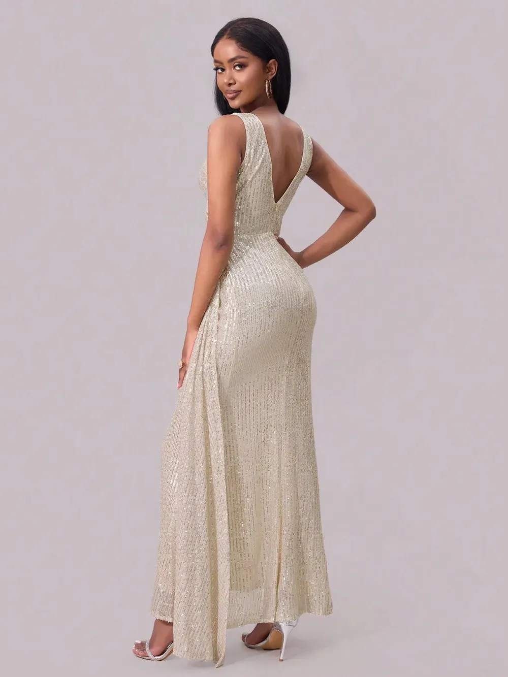 Slit Sequin Surplice Sleeveless Maxi Dress sold by Gigi Laurent product image thumbnail 2