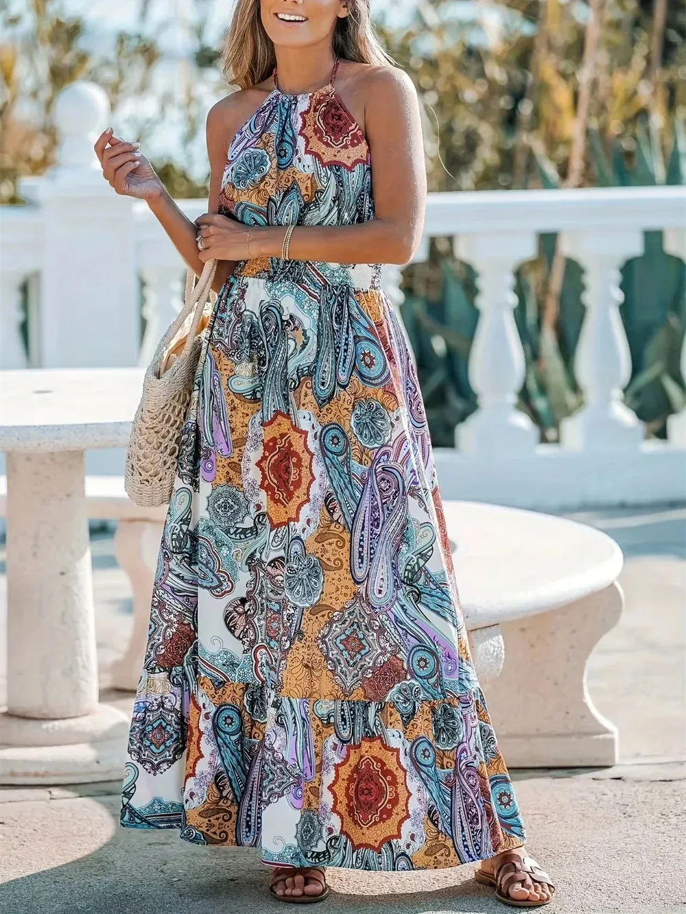 Printed Halter Neck Maxi Dress sold by Gigi Laurent product image thumbnail 3