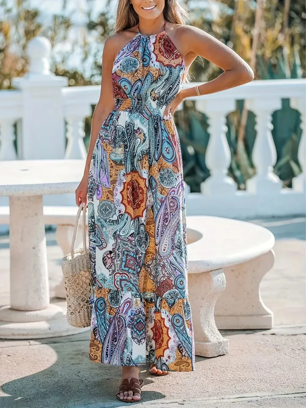 Printed Halter Neck Maxi Dress sold by Gigi Laurent product image thumbnail 4