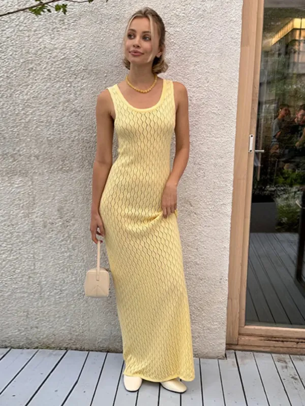 Openwork Sleeveless Maxi Dress sold by Gigi Laurent