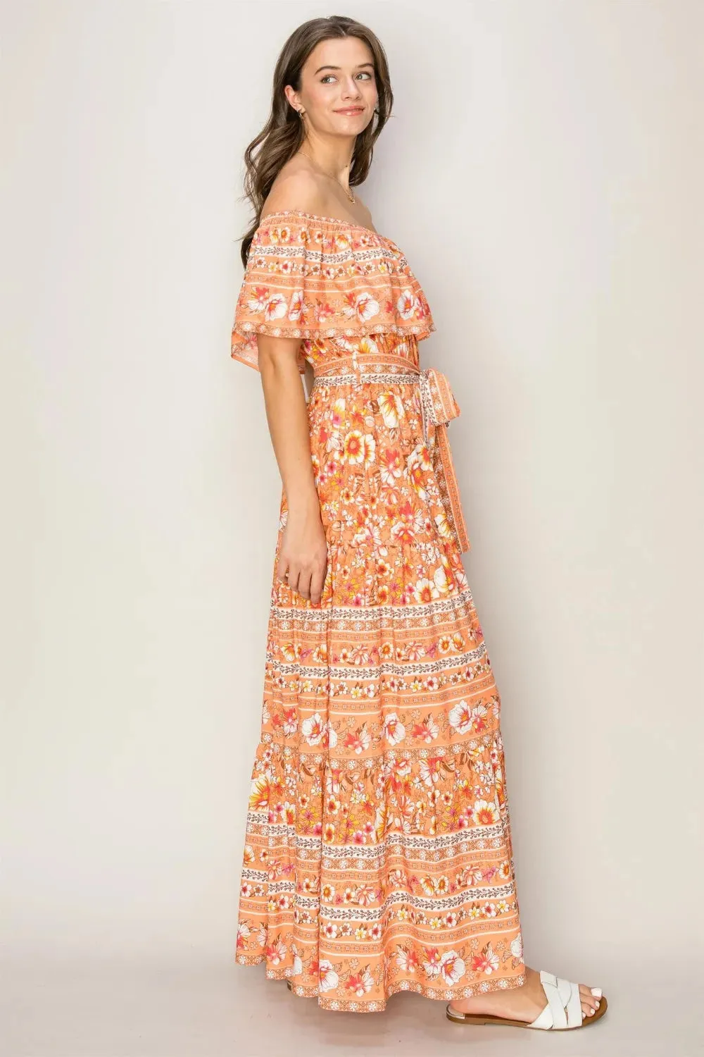 HYFVE Floral Off-Shoulder Tie Front Maxi Dress sold by Gigi Laurent product image thumbnail 3