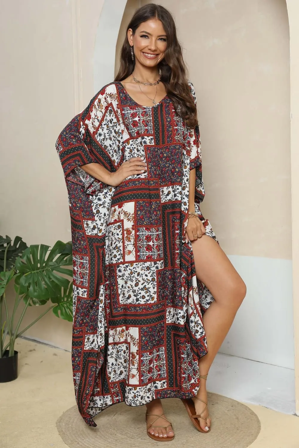 Printed V-Neck Split Maxi Dress sold by Gigi Laurent product image thumbnail 3