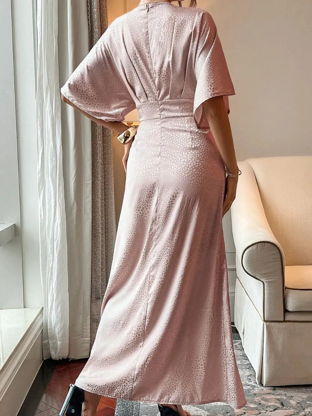 Devine Slit Animal Print V-Neck Half Sleeve Dress sold by Gigi Laurent product image thumbnail 2