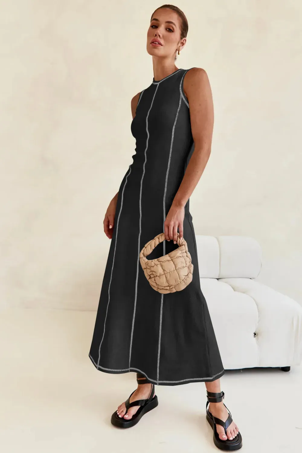 Contrast Stitching Maxi Tank Dress sold by Gigi Laurent product image thumbnail 2