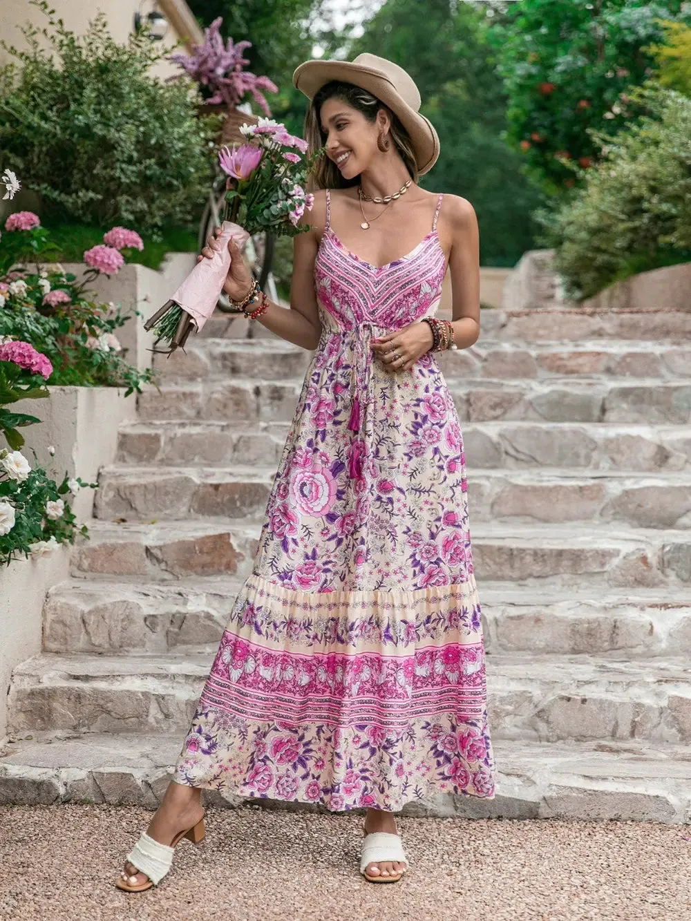 Tassel Printed V-Neck Maxi Dress sold by Gigi Laurent product image thumbnail 3