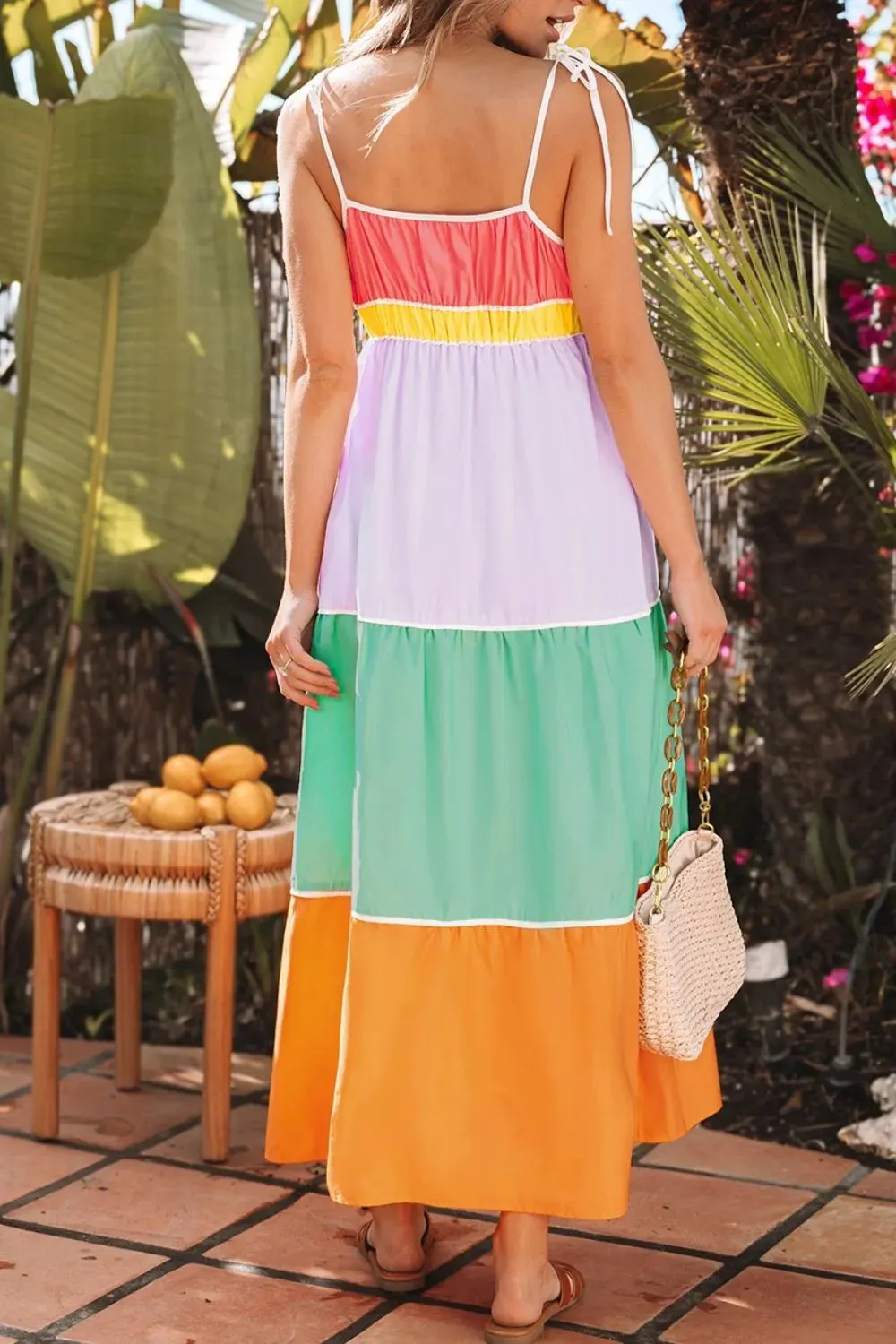 Color Block Flowy Tiered Maxi Dress with Pockets sold by Gigi Laurent product image thumbnail 2