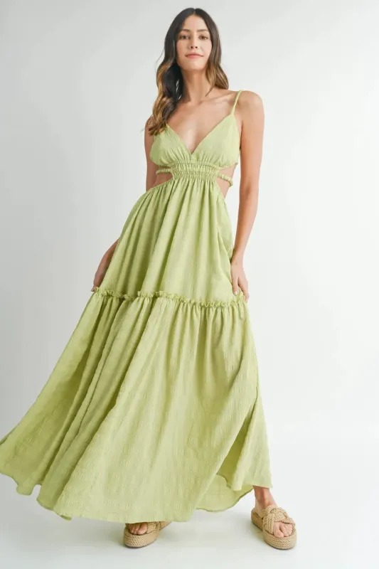 MABLE Cutout Waist Backless Maxi Dress sold by Gigi Laurent