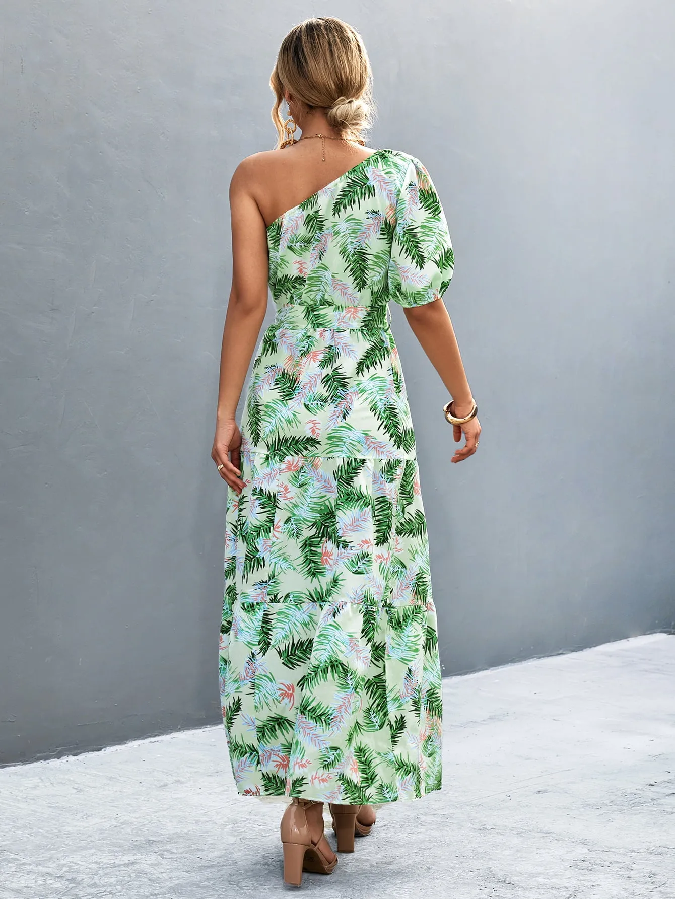 Printed Tie Waist One Shoulder Maxi Dress sold by Gigi Laurent product image thumbnail 2