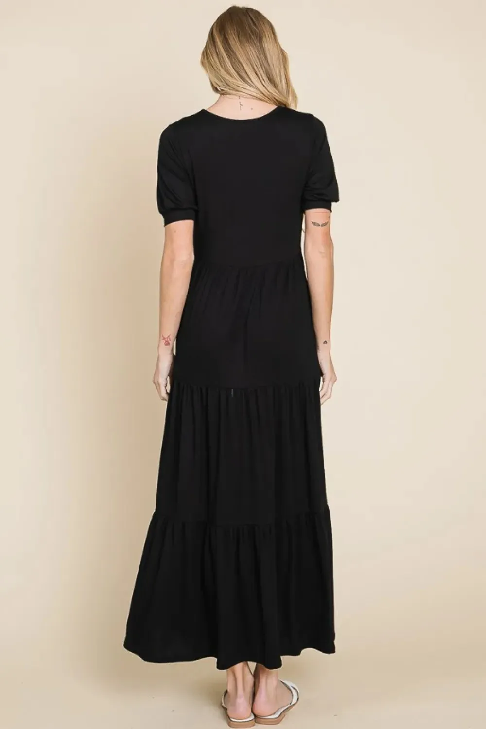 BOMBOM Short Sleeve Tiered Maxi Dress sold by Gigi Laurent product image thumbnail 2