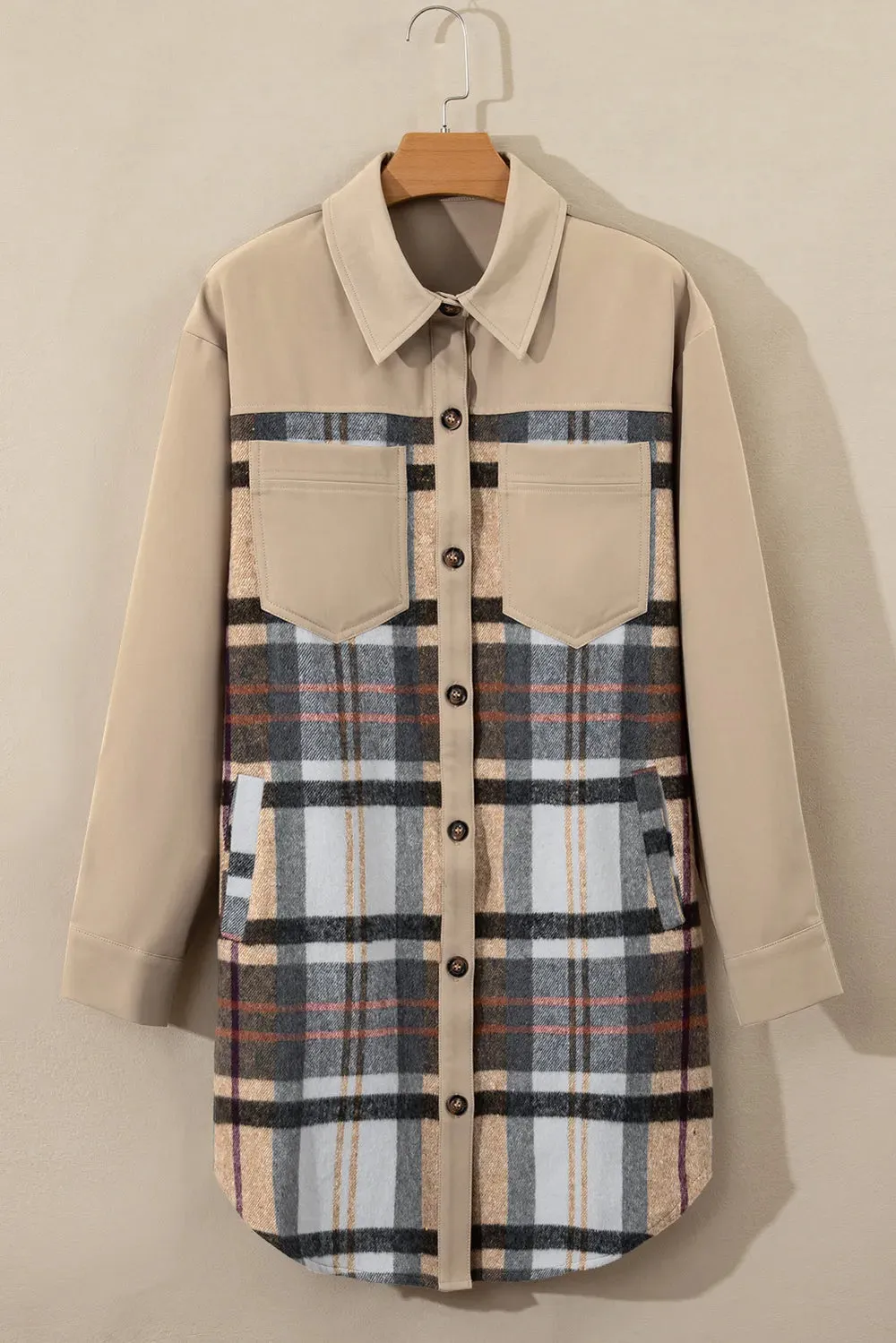 Pocketed Plaid Long Sleeve Mini Shirt Dress sold by Gigi Laurent product image thumbnail 4