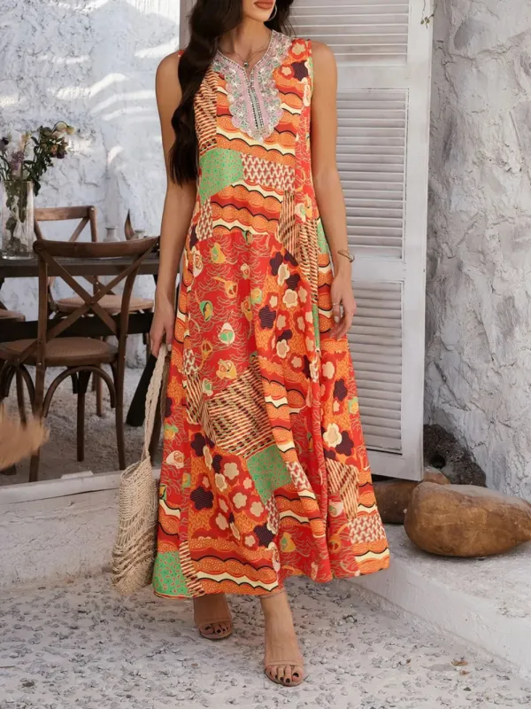 Devine Printed Sleeveless Maxi Dress sold by Gigi Laurent