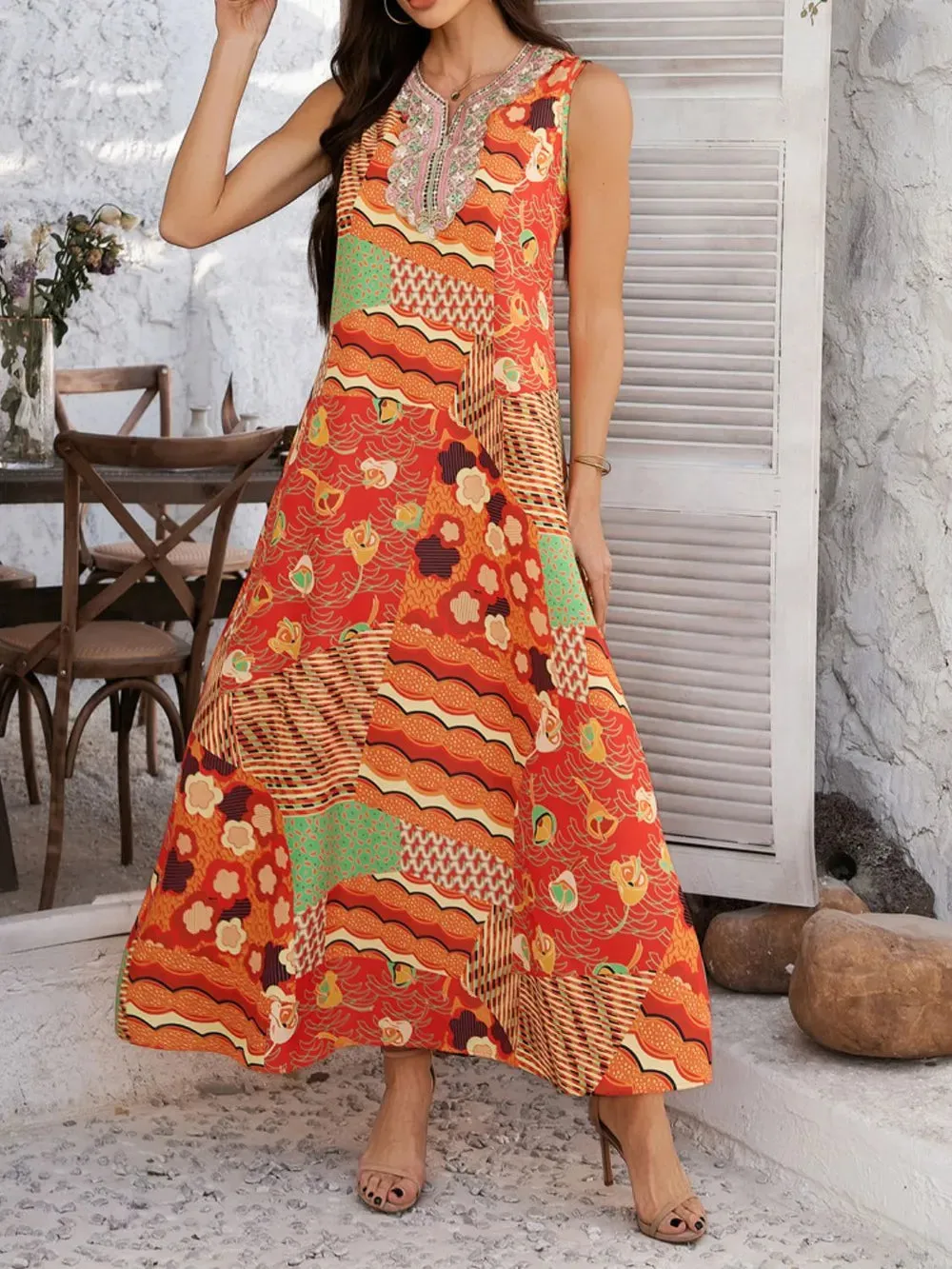 Devine Printed Sleeveless Maxi Dress sold by Gigi Laurent product image thumbnail 3