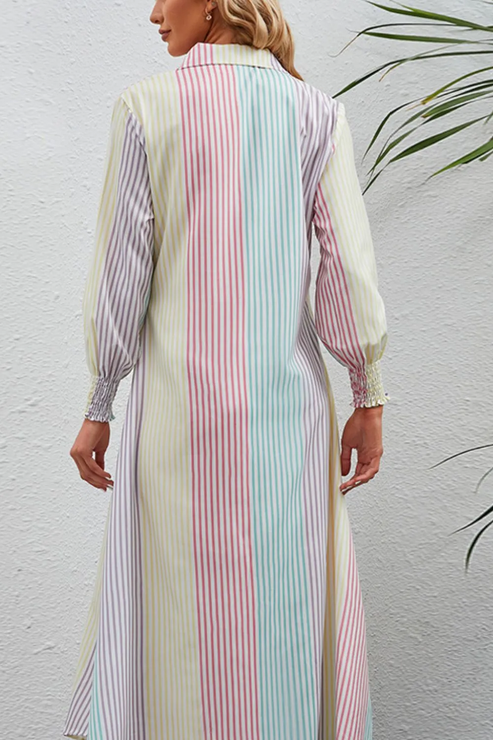 Rainbow Stripe Button-Up Maxi Shirt Dress sold by Gigi Laurent product image thumbnail 2