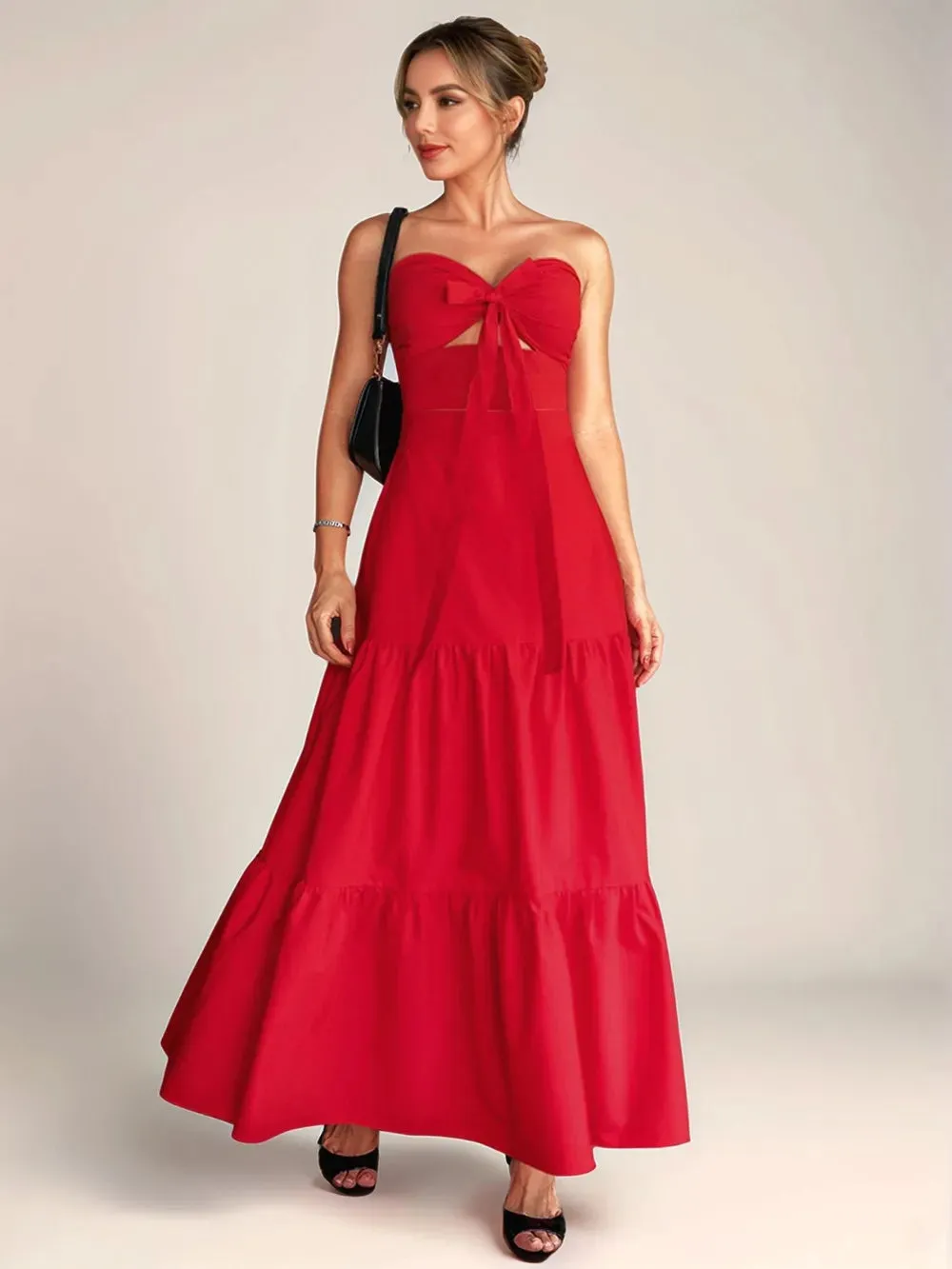 Twist Front Cutout Tiered Maxi Dress sold by Gigi Laurent product image thumbnail 5