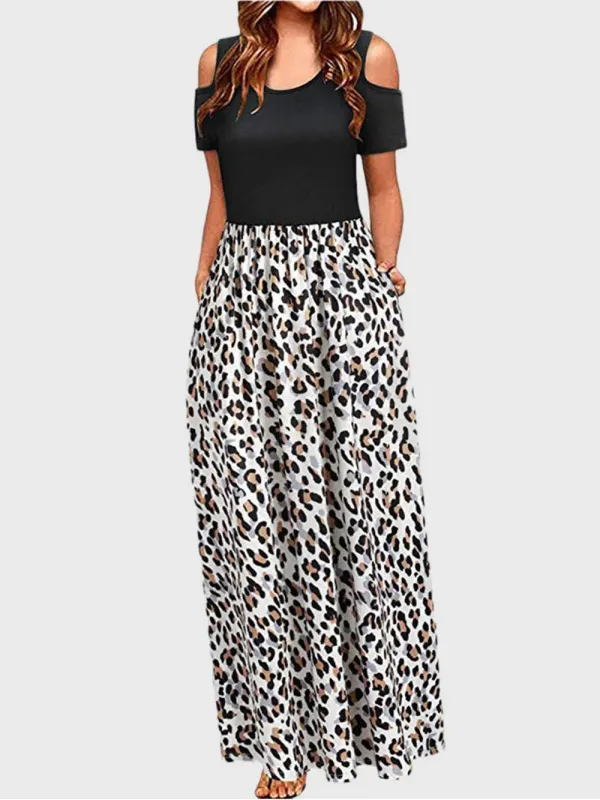 Leopard Round Neck Cold Shoulder Dress sold by Gigi Laurent