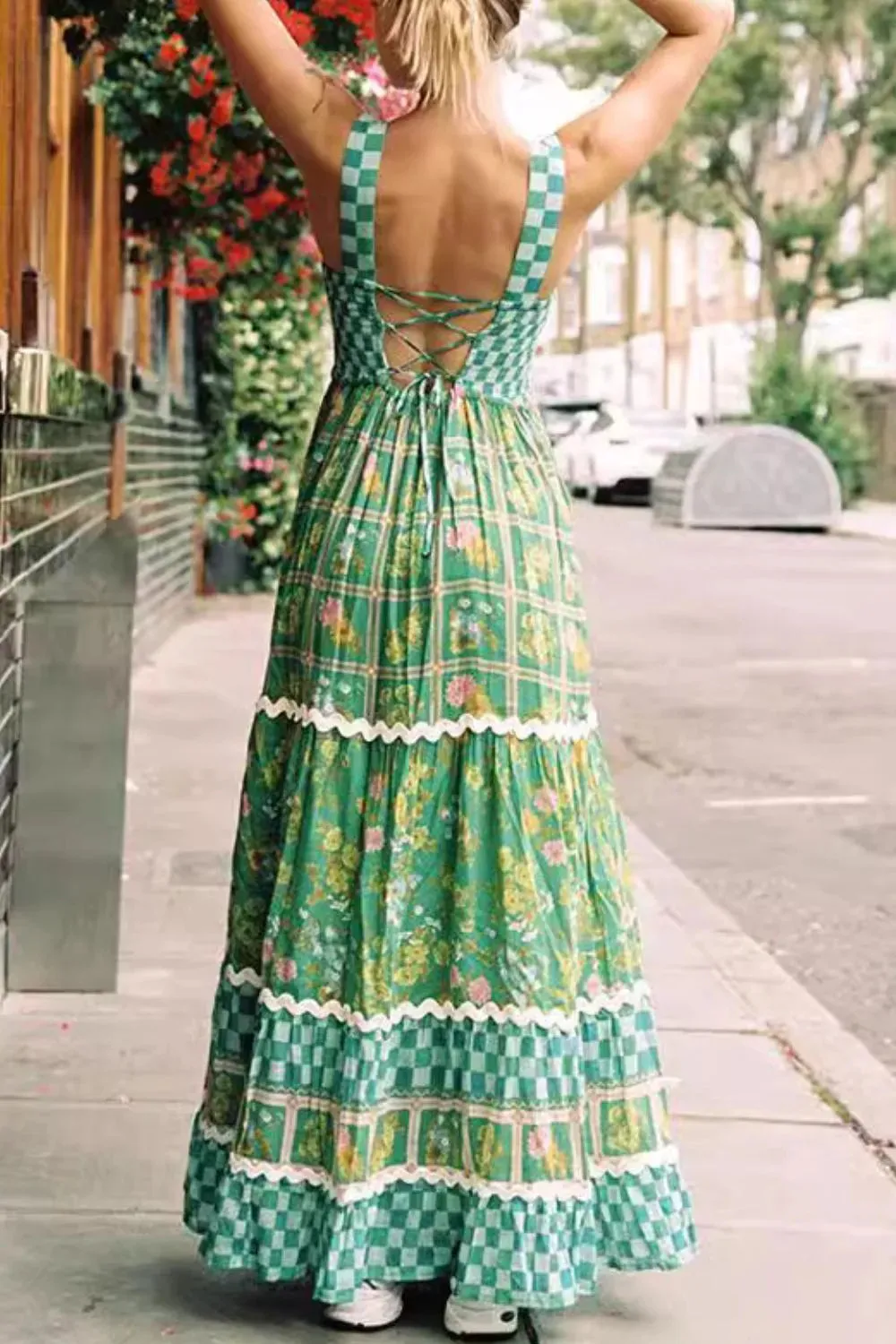 Printed Square Neck Tiered Dress sold by Gigi Laurent product image thumbnail 2