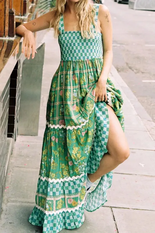 Printed Square Neck Tiered Dress sold by Gigi Laurent