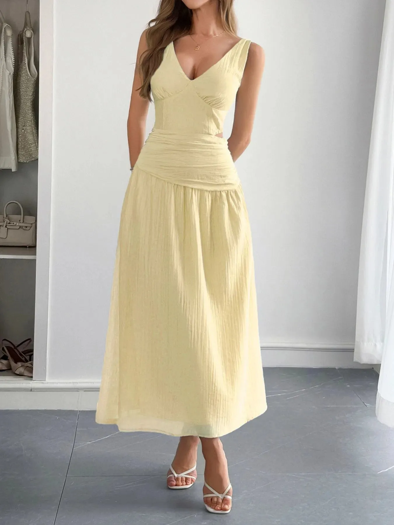 Cutout V-Neck Sleeveless Midi Dress sold by Gigi Laurent product image thumbnail 5