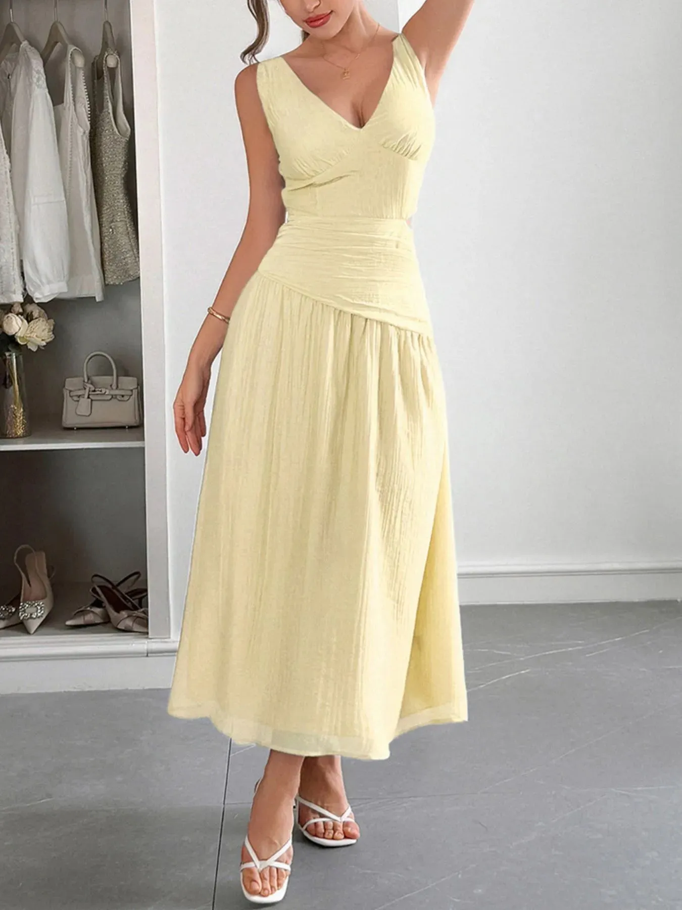 Cutout V-Neck Sleeveless Midi Dress sold by Gigi Laurent product image thumbnail 4